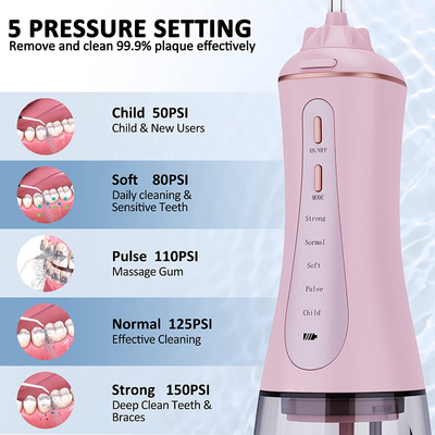 IPX7 Oral Irrigator Cordless Water Flosser High Pressure 5 Modes