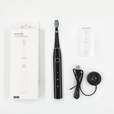 Antiskid Ultrasonic Whitening Toothbrush , Rechargeable Black Toothbrush Electric